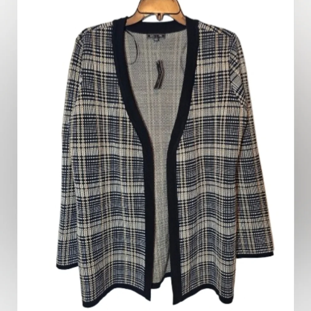 Lety & Me Plaid Open-Front Women's Sweater Plaid Cardigan Stitch Fix size Large - Picture 1 of 8